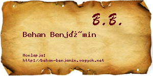 Behan Benjámin névjegykártya